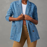 Nessa – lässige damen-jeansjacke mit taschen – Blau