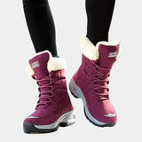 Bea - robuste winterstiefel mit schnürsenkeln für frauen – Burgundisch