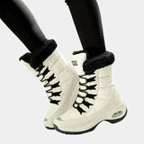 Bea - robuste winterstiefel mit schnürsenkeln für frauen – Beige