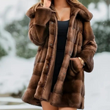 Jacinta - trendige damenjacke mit modischer kapuze – Braun