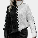 Lujza – eleganter rollkragenpullover für damen – Schwarz und Weiß
