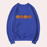 Afra – halloween-pullover mit rundhalsausschnitt und kürbismotiv für damen – Blau