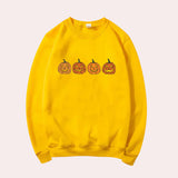 Afra – halloween-pullover mit rundhalsausschnitt und kürbismotiv für damen – Gelb