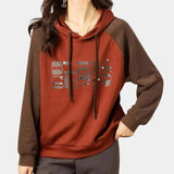 Margaretta - gemütlicher zweifarbiger kapuzenpullover für frauen – Braun