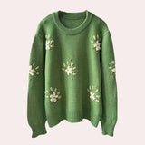 Kalina – lässiger pullover mit geripptem saum für damen – Grün