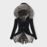Maurelle – Winterjacke mit Fellkapuze – Schwarz - Grau