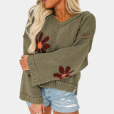 Honoria – damenpullover aus floralem strick – Grün