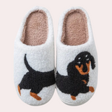 Stylische Winter-Plüsch-Dackel-Hausschuhe Für Damen | Ideal für Winter – Weiß