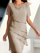 Albane – Grenzüberschreitend Chiffon Kleid – Khaki