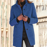 Eleganter Mantel mit Stehkragen für Damen | Ideal für alle Jahreszeiten – Blau