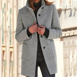 Elegante damenjacke mit stehkragen - camille – Hellgrau
