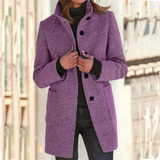 Elegante damenjacke mit stehkragen - camille – Lila
