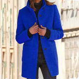 Eleganter Mantel mit Stehkragen für Damen | Ideal für alle Jahreszeiten – Dunkelblau