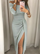 Camil | Schulterfreies Kleid – Grün