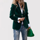 Quirita - Luxuriöse Samt Jacke – Dunkelgrün