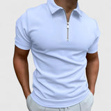 Lucas | Poloshirt mit Reißverschluss – Hellblau