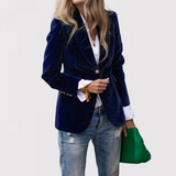 Quirita - Luxuriöse Samt Jacke – Marineblau