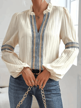 Jacqueline - Elegante Bluse mit Puffärmeln – Weiß