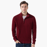 Lukas | Klassischer Strickpullover mit Half-Zip – Rot