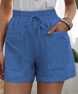 Lotta | Luftige Paperbag-Shorts – Blau