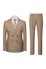 Zweireihiger Herren Hochzeitsgast Anzug | Zweiteilig – Beige