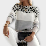 Leonie | Pullover mit Leopardenmuster – Grau