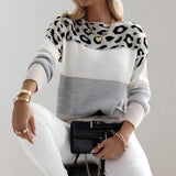 Warme Pantherprint Damenpullover - Sienna – Grau