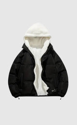 Warme Damen Winterjacke mit Reißverschluss | Mit Kapuze – Schwarz