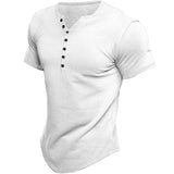 Herren Halbe Knopfleiste T-Shirt | Slim Fit – Weiß