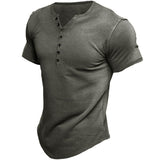 Herren Halbe Knopfleiste T-Shirt | Slim Fit – Grau