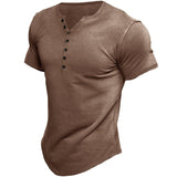 Herren Halbe Knopfleiste T-Shirt | Slim Fit – Braun