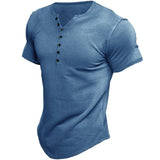 Herren Halbe Knopfleiste T-Shirt | Slim Fit – Blau
