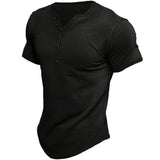 Herren Halbe Knopfleiste T-Shirt | Slim Fit – Schwarz