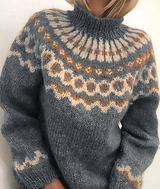 Warmer Norweger Pullover für Damen | Rollkragen – Blau