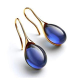 Kristall-Tropfenohrringe in Gold und Silber – Gold Blau