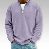 Tom – Relaxed Langarmshirt mit Reißverschlusskragen – Lila