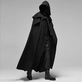 Herren Lang Halloween Mantel | mit Kapuze – Schwarz