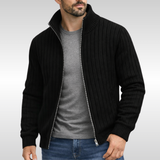 Roald – Klassische Strickjacke Mit Reißverschluss – Schwarz