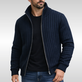 Roald – Klassische Strickjacke Mit Reißverschluss – Marineblau