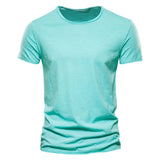 Herren Lässig T-Shirt | Bequem – Cyan Blau