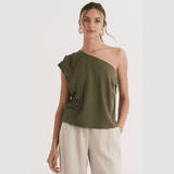 Sienna | One-Shoulder Top mit lässigem Schnitt – Grün