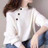 Langärmliger Damen Strickpullover – Weiß