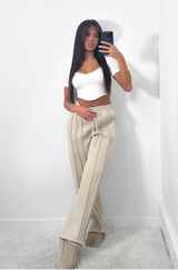 Deluxe - Gestreifte Loose Sweatpants – Beige