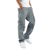 Cargohose – lockere Herrenhose, gerades Bein mit Taschen – Grau