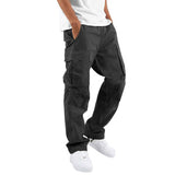 Cargohose – lockere Herrenhose, gerades Bein mit Taschen – Schwarz