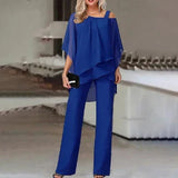 Alaine – Elegantes Chiffon-Zweiteiler-Set – Blau