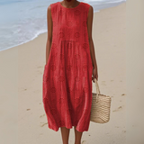 ARIANNA | GESTICKTES SOMMERKLEID – Rot