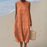 ARIANNA | GESTICKTES SOMMERKLEID – Orange