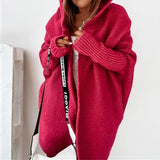 Damen Strickjacke Long Cardigan | Oversized Mit Kapuze – Rot
