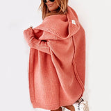Damen Strickjacke Long Cardigan | Oversized Mit Kapuze – Orange
